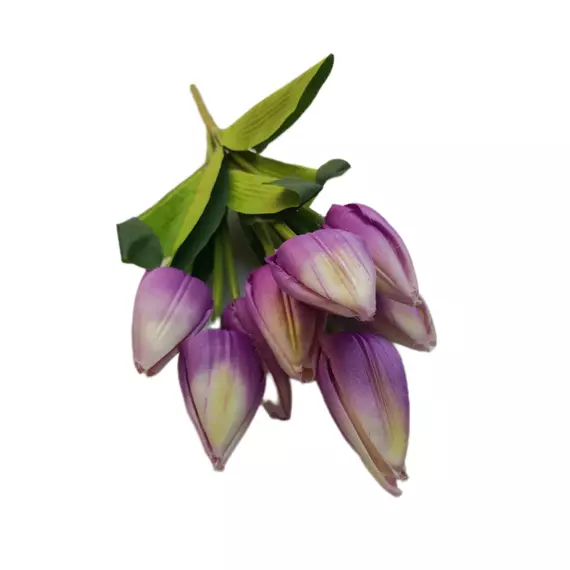 Szatén tulipán 9 db 6 cm fejű Lila cirmos 