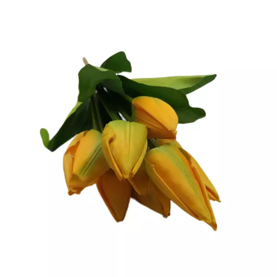 Szatén tulipán 9 db 6 cm fejű Sárga
