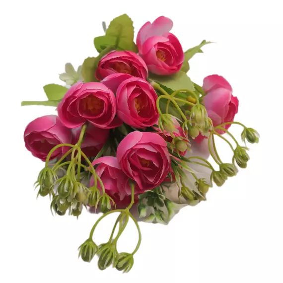 Peony bogi 12 fejű 4 cm virággal Élénk rózsaszín cirmos