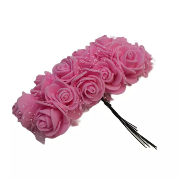 Mini csokor rózsa 2 cm fej Élénk rózsaszín