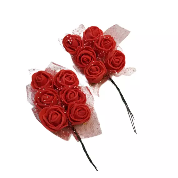 Mini csokor rózsa 2 cm fej Piros