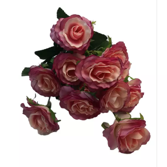 12 fejű 6 cm rózsacsokor Lila-rózsaszín cirmos