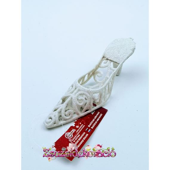 Glitterese cipellő fehér 12 cm
