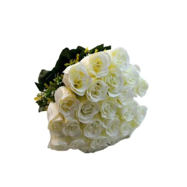 24 db 6 cm fejes hatalmas rózsacsokor Fehér
