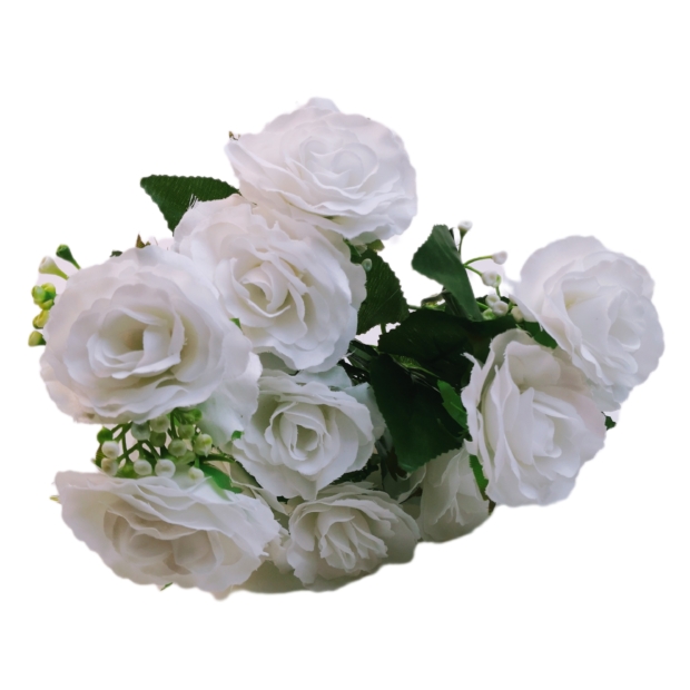 Rózsacsokor 10 fejes 5 cm virággal Fehér