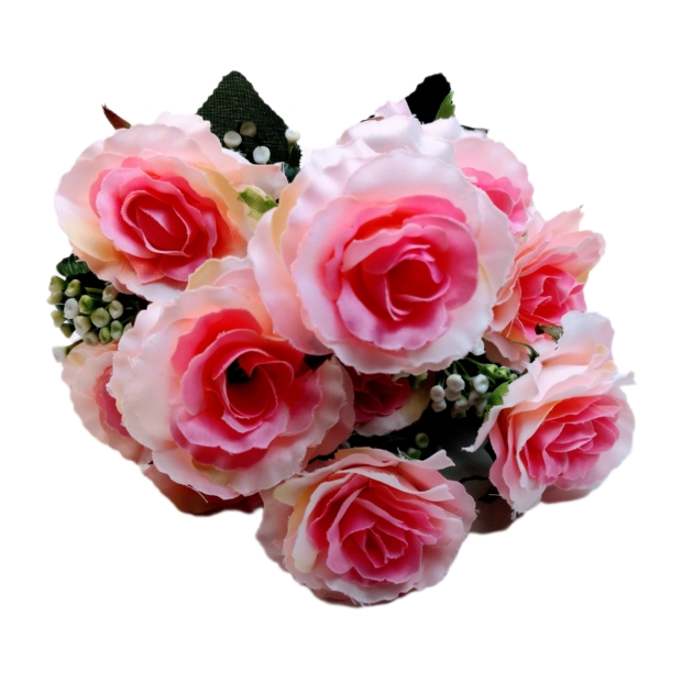 Rózsacsokor 10 fejes 5 cm virággal Rózsaszín cirmos