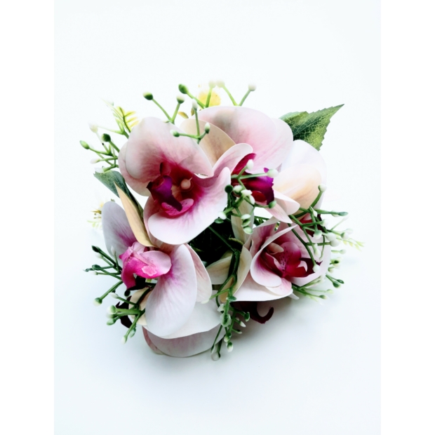 Gumi orchidea 7 db 8 cm virág Fehér-rózsaszín cirmos 