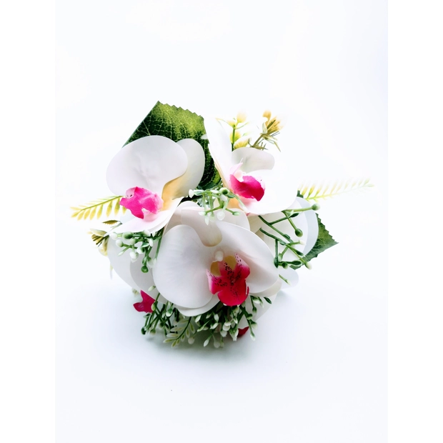 Gumi orchidea 7 db 8 cm virág Fehér-pink