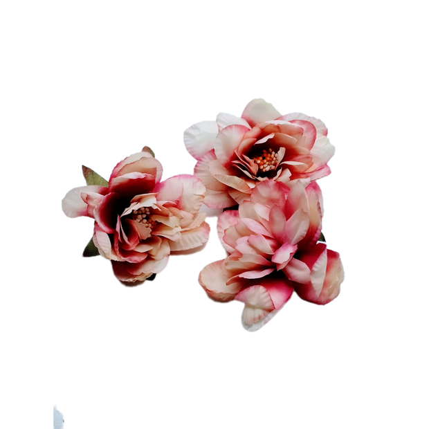 Dekor virágfej 8 cm Krém-pink