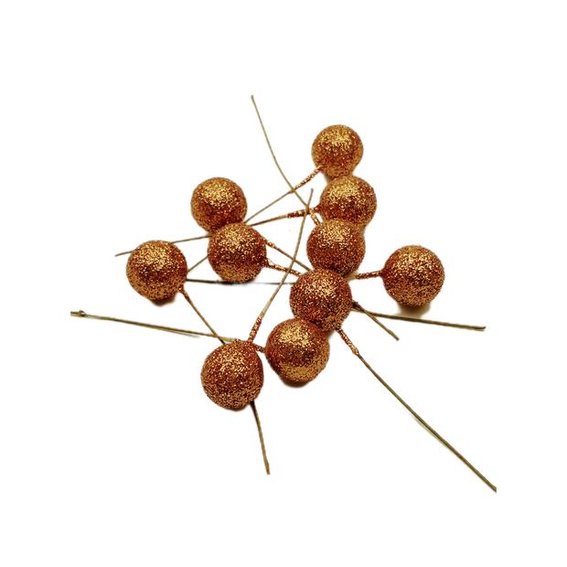 Glitteres bogyó 1,5 cm 10 db Bronz