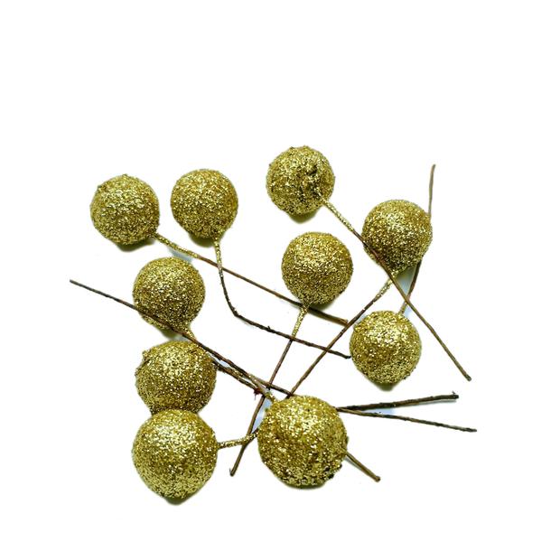 Glitteres bogyó 1,5 cm 10 db Arany