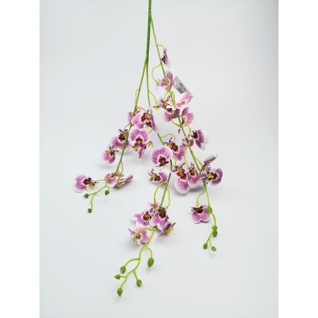 Gumi orchidea kis virágú 85 cm 32 virág 3-4 cm Rózsaszín cirmos 
