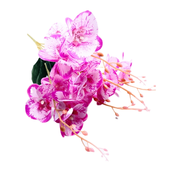 Szatén orchidea rózsaszín bogyóval 20 virág 9 cm 01