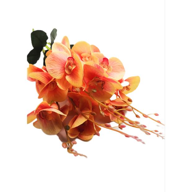 Szatén orchidea rózsaszín bogyóval 20 virág 9 cm 02