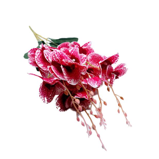 Szatén orchidea rózsaszín bogyóval 20 virág 9 cm 05