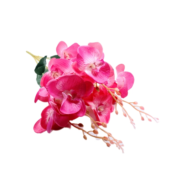 Szatén orchidea rózsaszín bogyóval 20 virág 9 cm 07