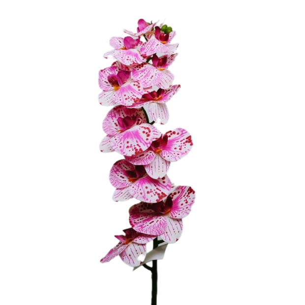 Gumi orchidea egyenes 80 cm 9 virágú 7-8 cm Pink cirmos 