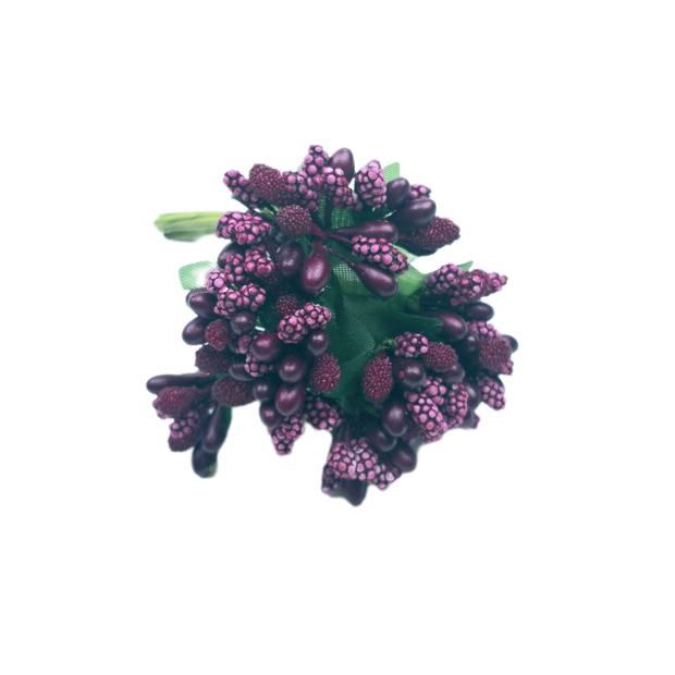 Mini bogyós csokor 9 cm Lilásbordó