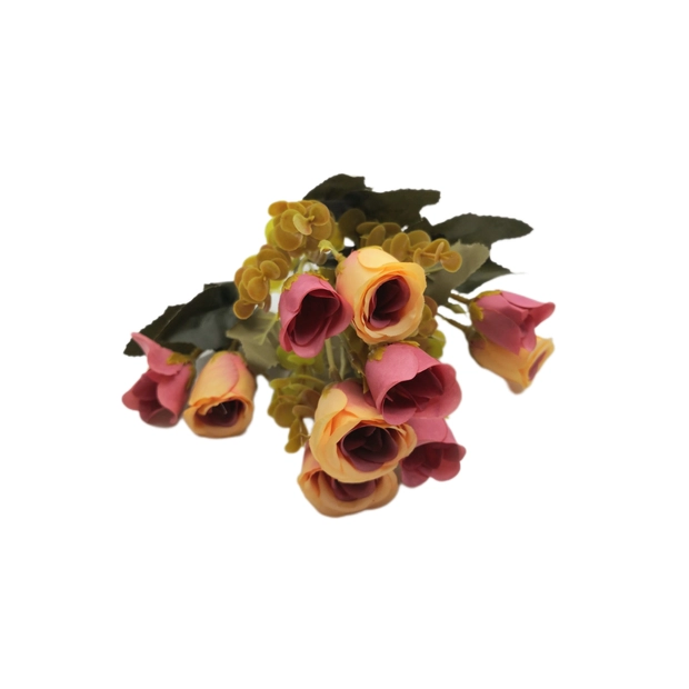 Rózsa csokor 10 fejes 3,5 cm euka levéllel Mályva krém 