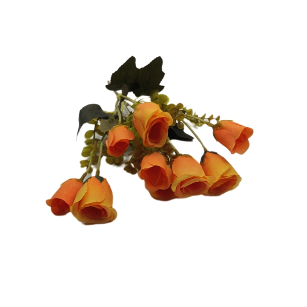 Rózsa csokor 10 fejes 3,5 cm euka levéllel Narancs