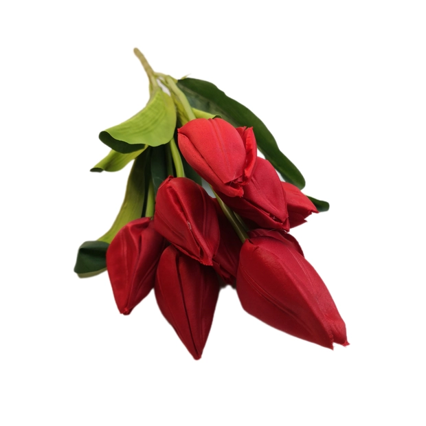 Szatén tulipán 9 db 6 cm fejű Piros