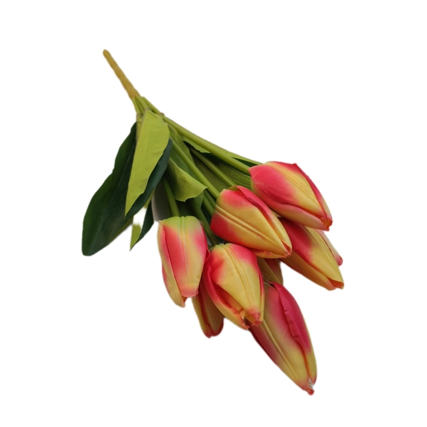Szatén tulipán 9 db 6 cm fejű Pink-sárga