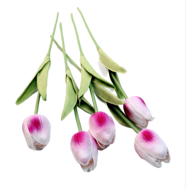 Gumi tulipán 30 cm 019 Pink-fehér
