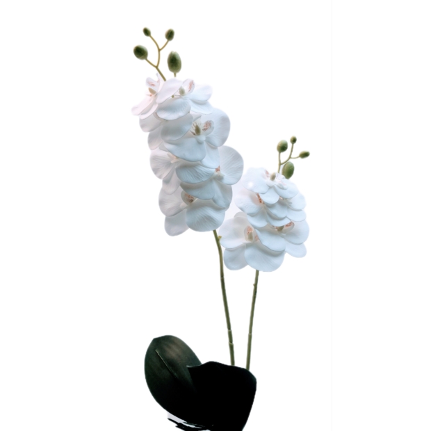 Gumi orchidea 50 cm kétágú 12 virággal Fehér
