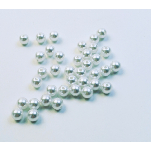 Fűzhető gyöngy 8 mm 100 db Fehér