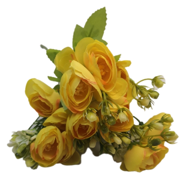 Peony bogi 12 fejű 4 cm virággal Sárga