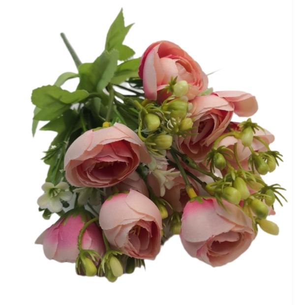 Peony bogi 12 fejű 4 cm virággal Rózsaszín cirmos