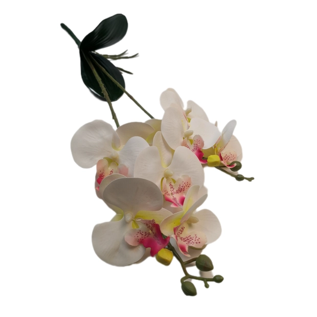 Gumi orchidea kétágú 8 virág+levél 01