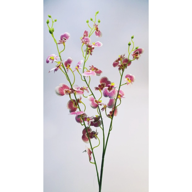 Gumi orchidea kis virágú 85 cm 32 virág 3-4 cm Rózsaszín cirmos 
