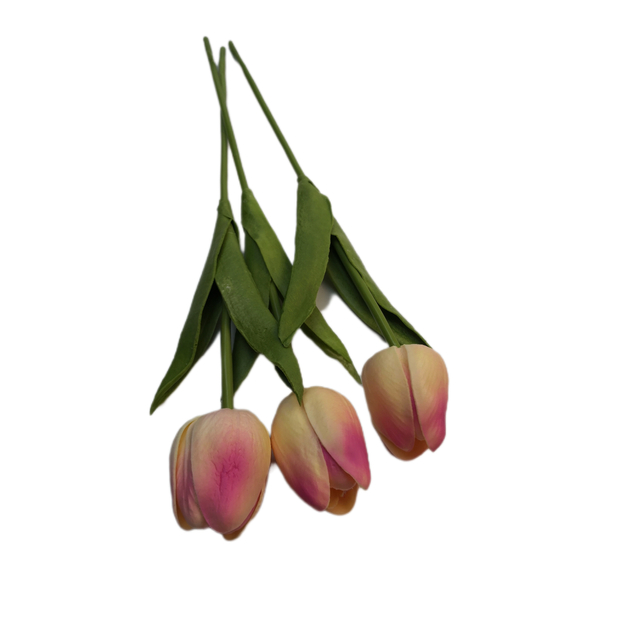Gumi tulipán 30 cm 01 Krém-rózsaszín