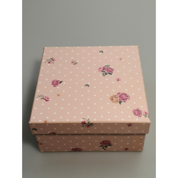 Kocka doboz virágos 13,5×6 cm Rózsaszín