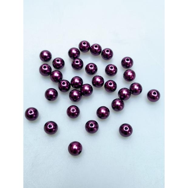 Fűzhető gyöngy 8 mm Sötét lila 50 db