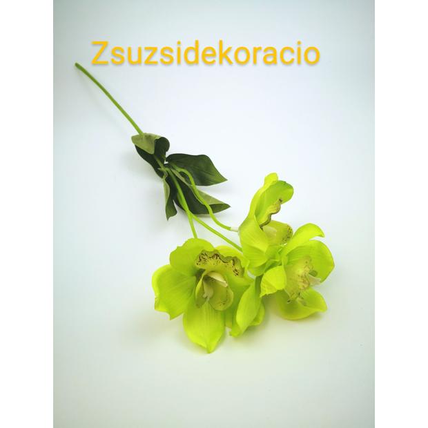 Szatén orchidea 3 db 6 cm fej Zöld
