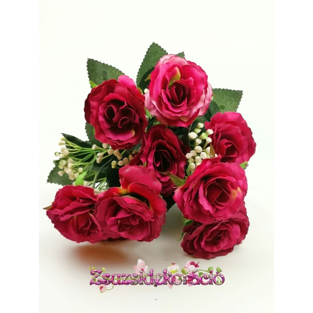 Rózsacsokor 10 fejes 5 cm virággal Pink