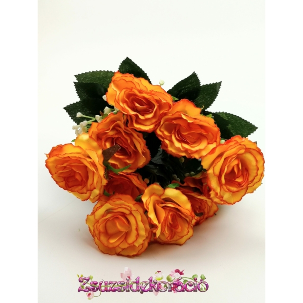 Rózsacsokor 10 fejes 5 cm virággal Narancs cirmos