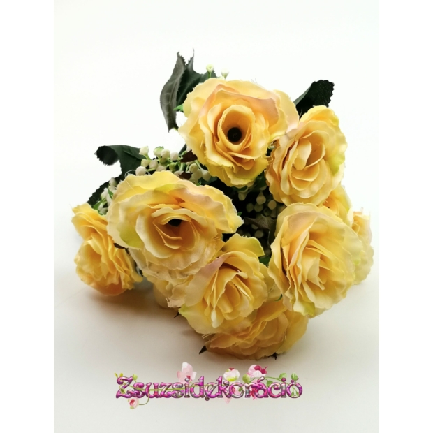 Rózsacsokor 10 fejes 5 cm virággal Sárga