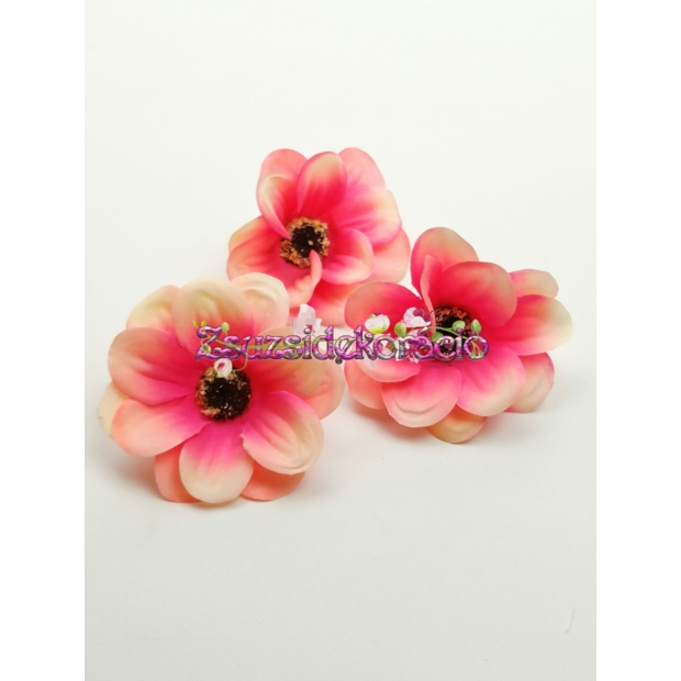 Kerek szirmú virágfej 6,5 cm Cirmos pink