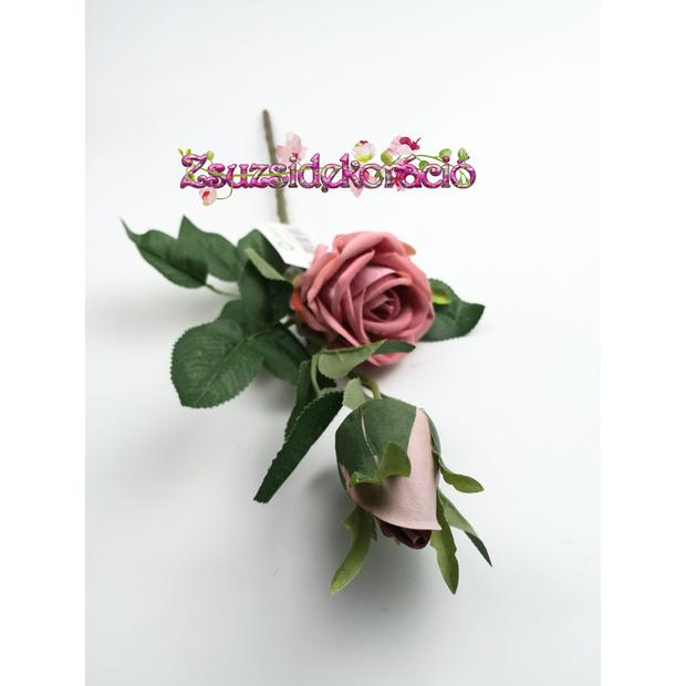 Bársony rózsa bimbóval 45 cm Világos mályva