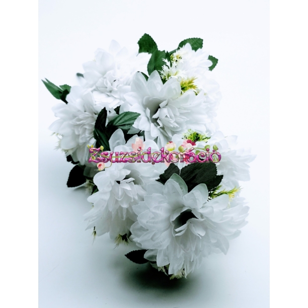Dália csokor 12 fejű 9 cm virággal Fehér