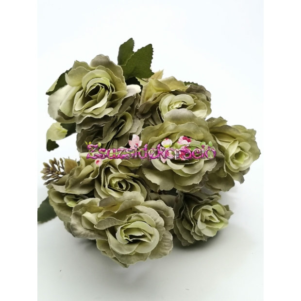 Színátmenetes rózsa 12 db 5 cm fej Zöld