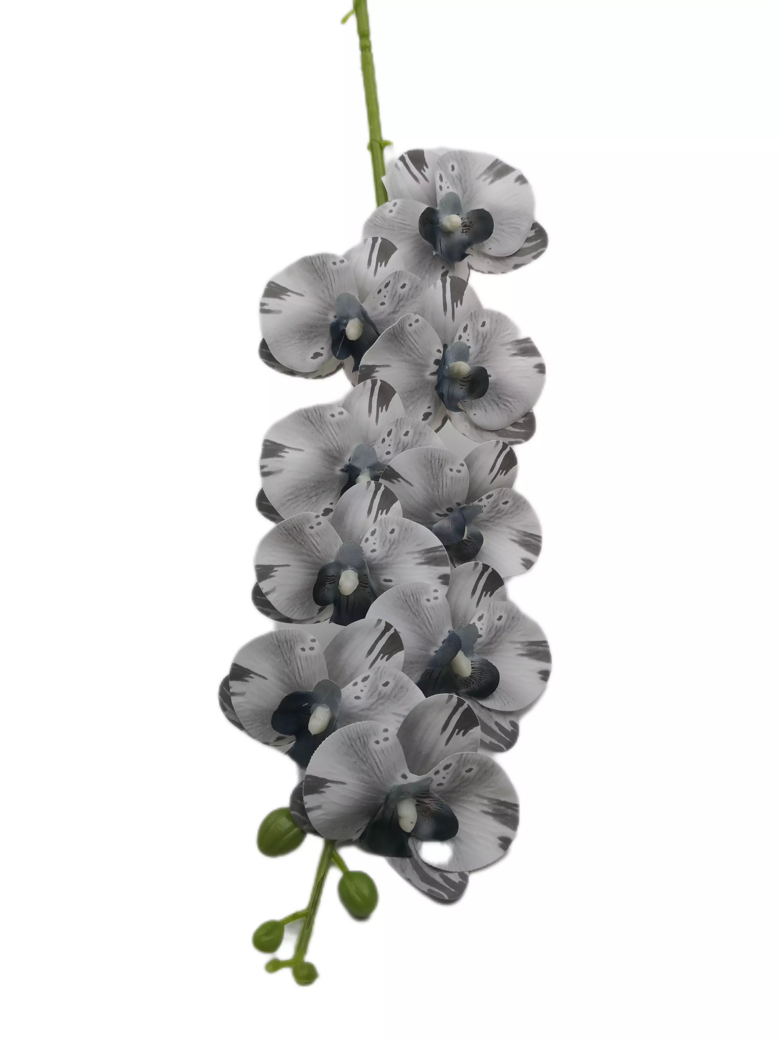 Gumi orchidea egyenes 80 cm 9 virágú 7-8 cm Szürke