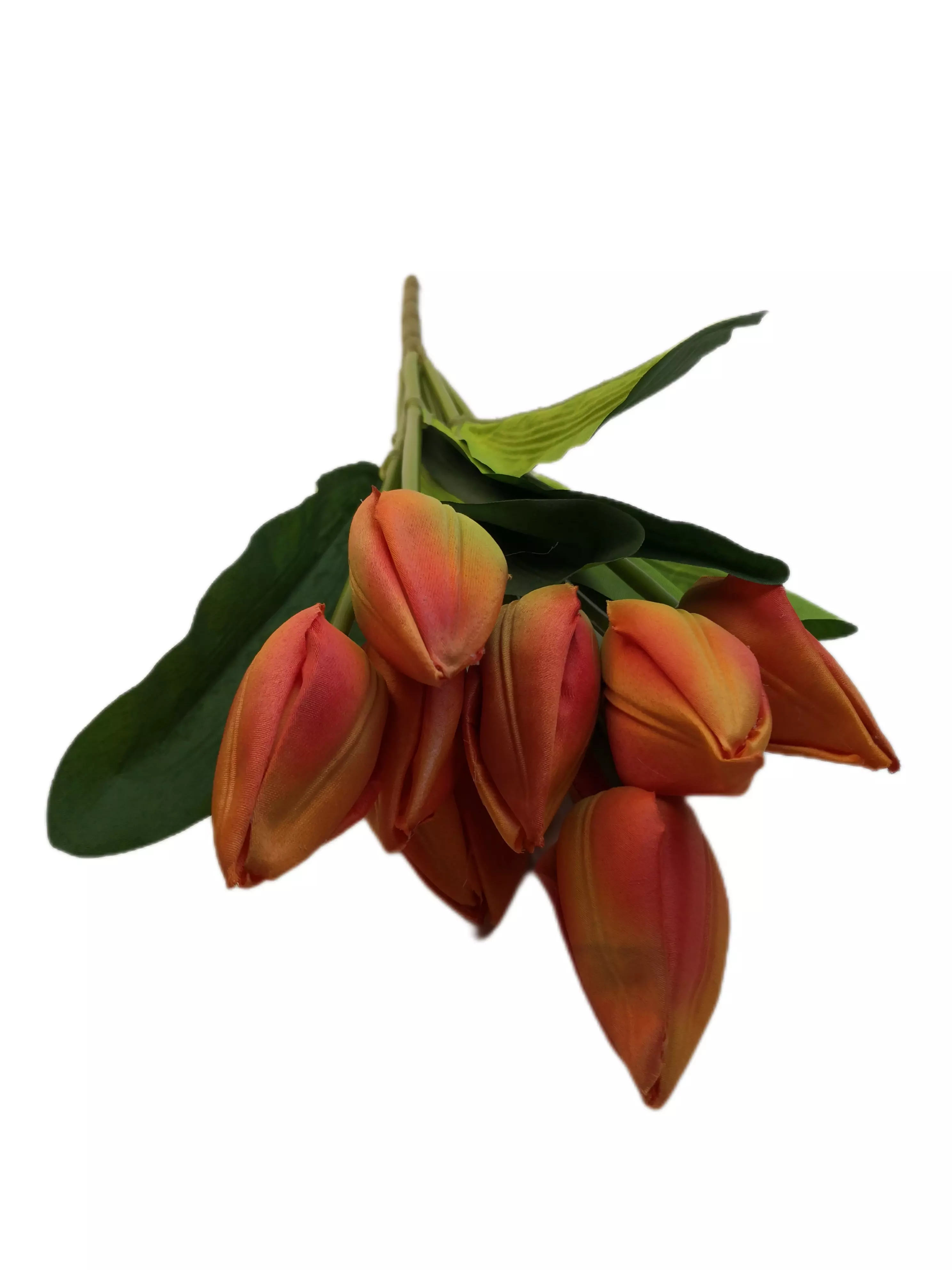 Szatén tulipán 9 db 6 cm fejű Narancs