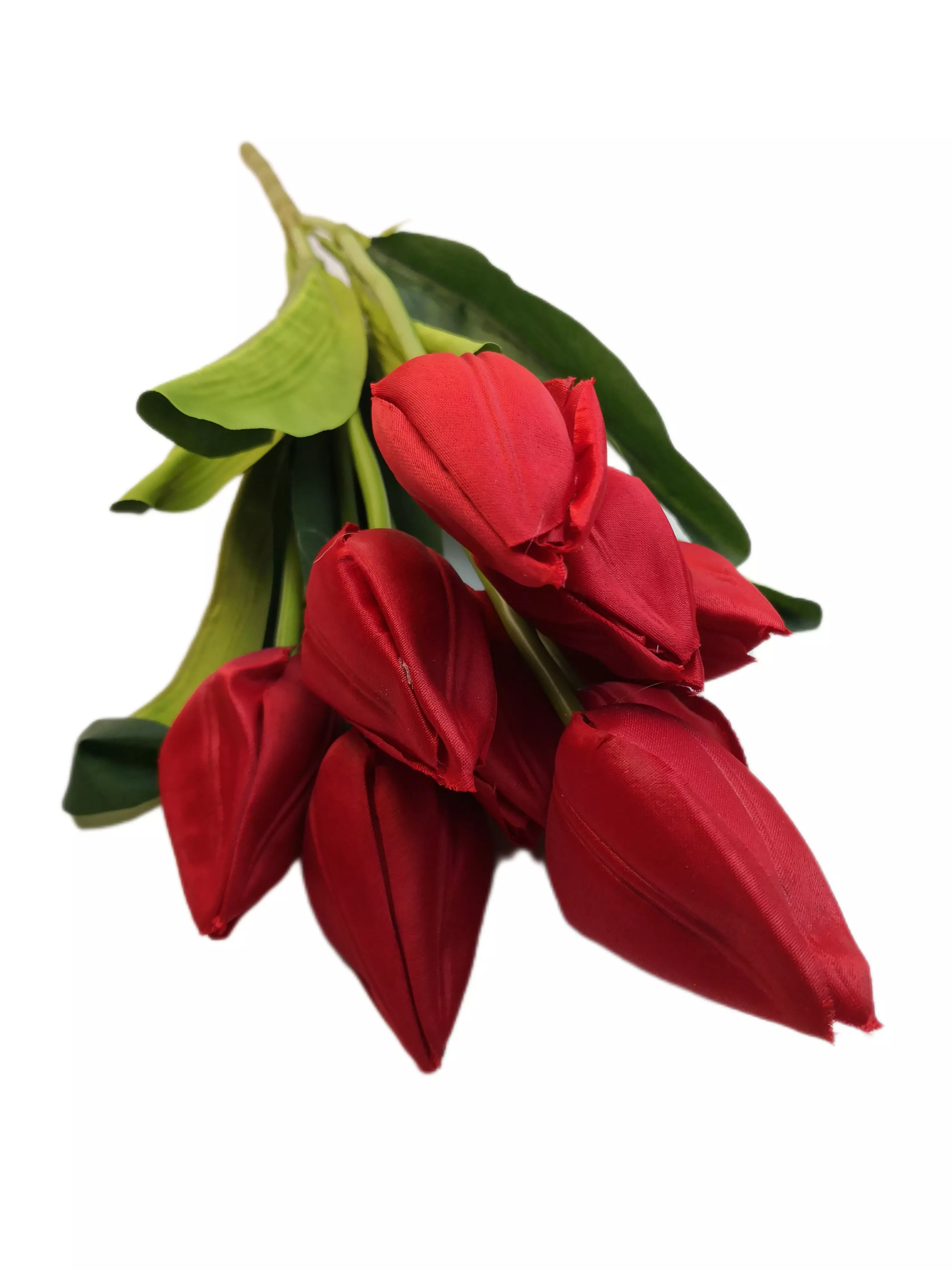 Szatén tulipán 9 db 6 cm fejű Piros