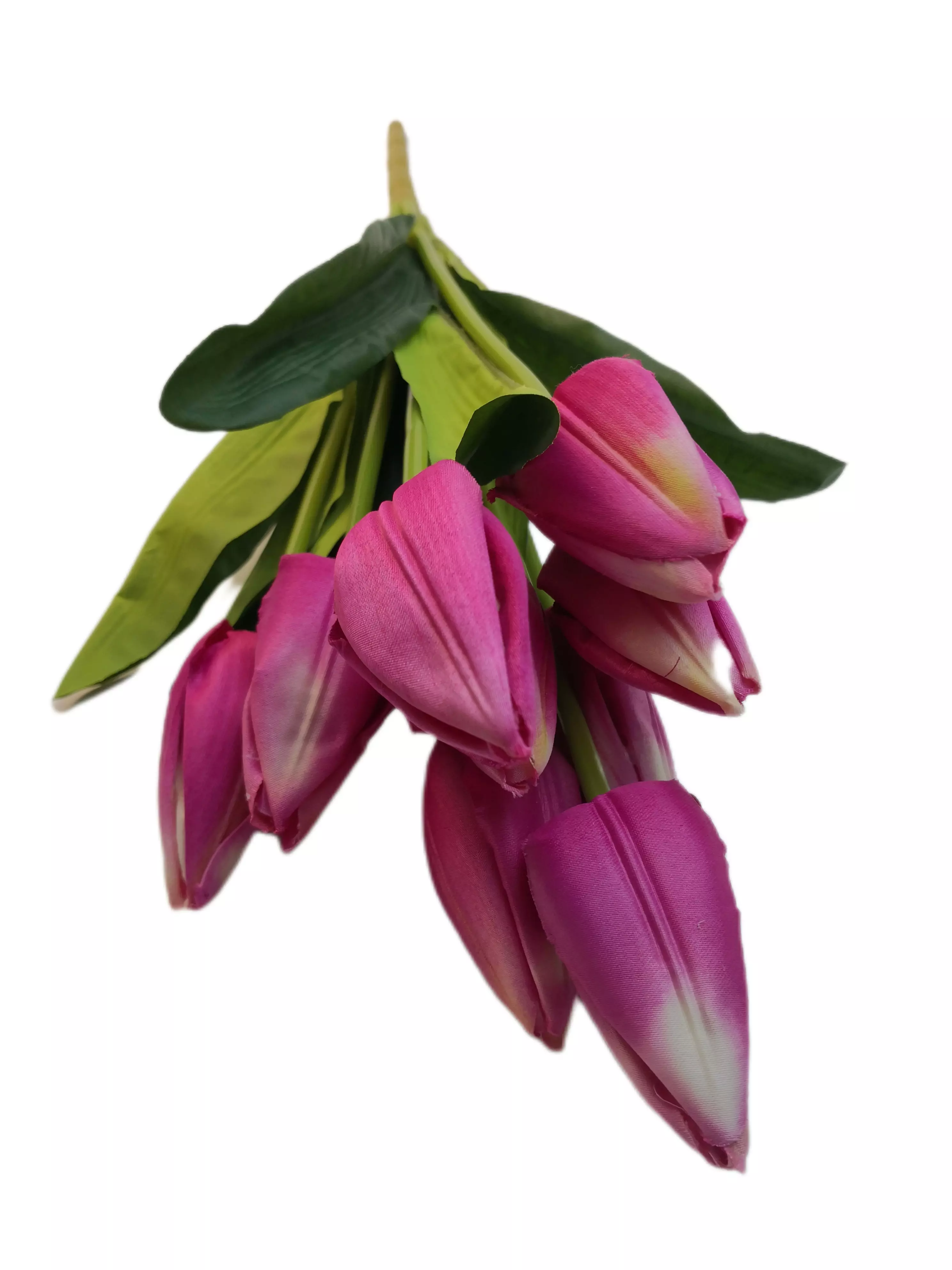 Szatén tulipán 9 db 6 cm fejű Pink cirmos 