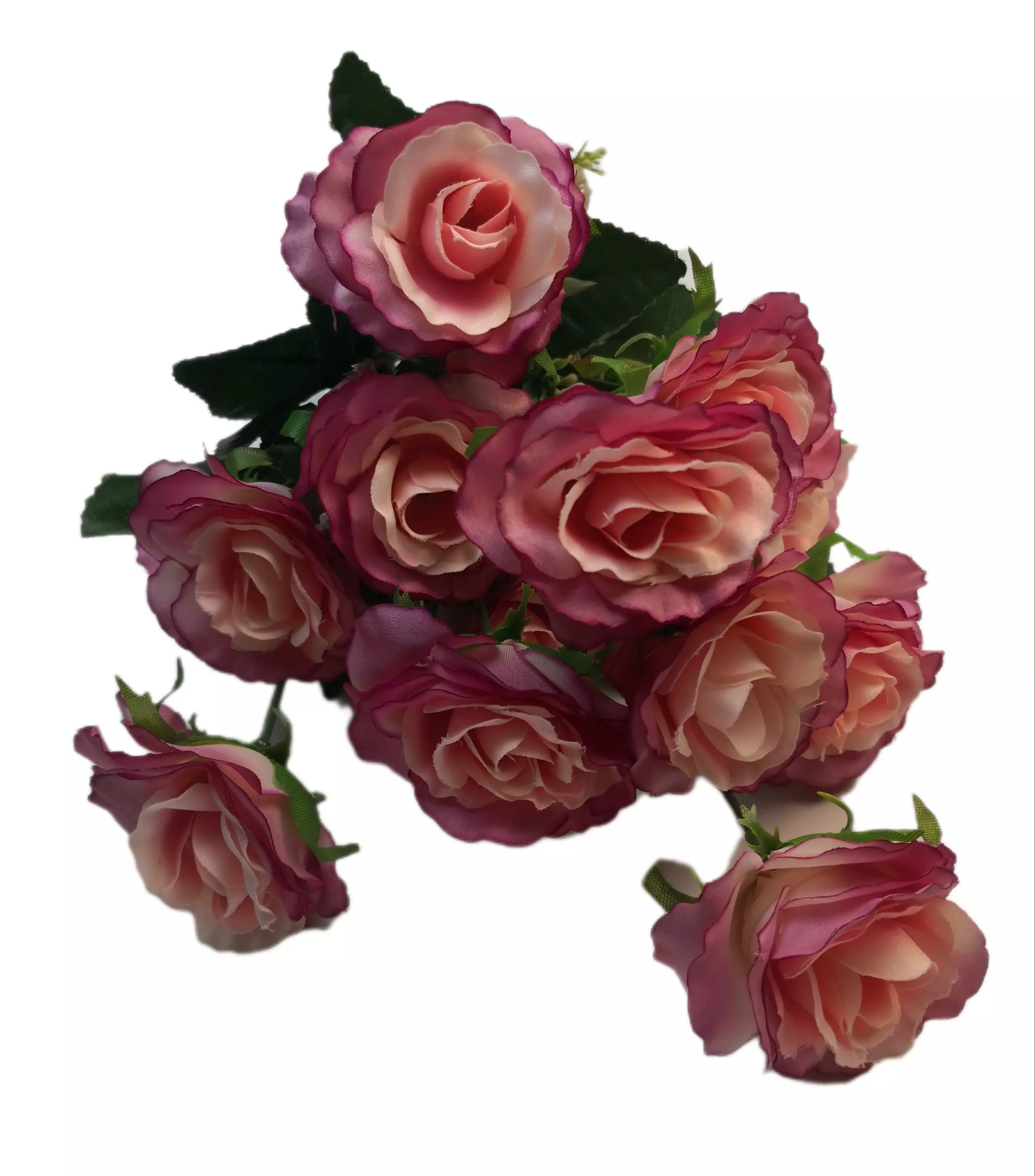 12 fejű 6 cm rózsacsokor Lila-rózsaszín cirmos