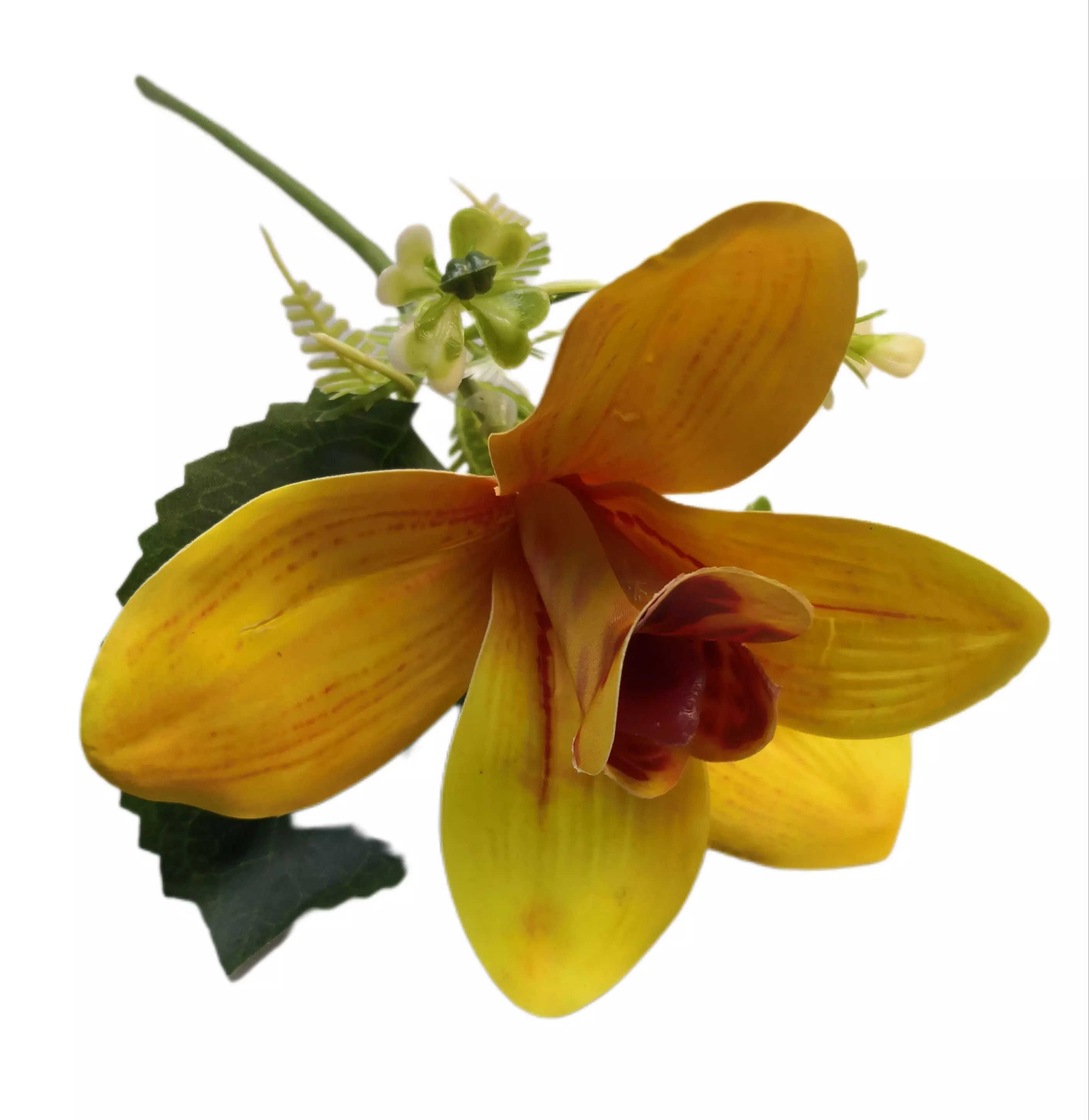 Gumi orchidea 30 cm 11-12 cm virággal díszítőkkel Sárga
